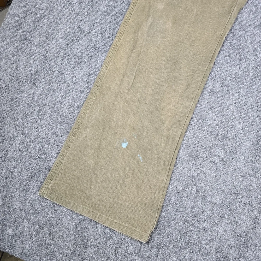 Dickies Pants Men's 34x34 Relaxed Fit Duck Canvas Work Carpenter Moss Distressed